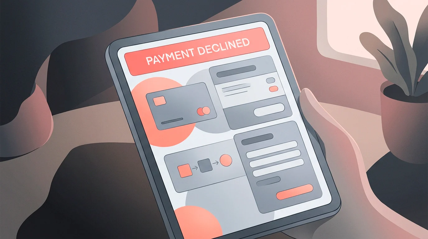 Conceptual illustration of a card decline notification on a generic payment screen