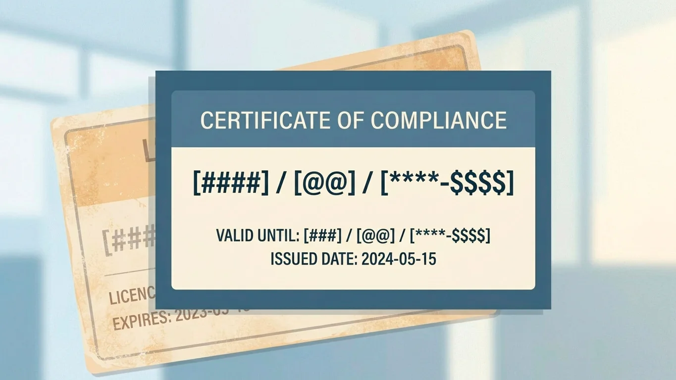 Illustrative diagram of the Curacao LOK licence number format with phased-out legacy block