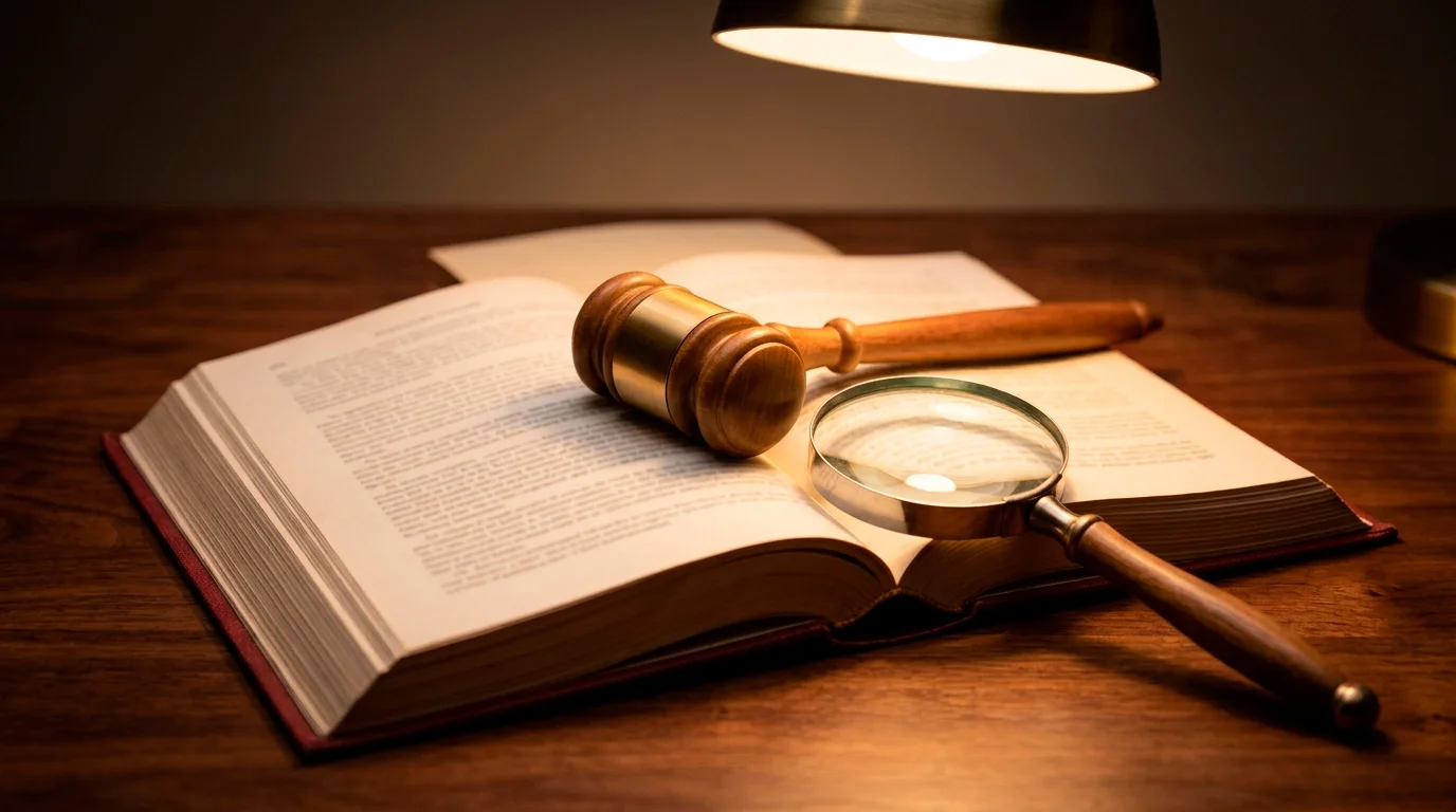 Conceptual illustration of statutory text and a regulatory gavel symbolising the section 33 offence
