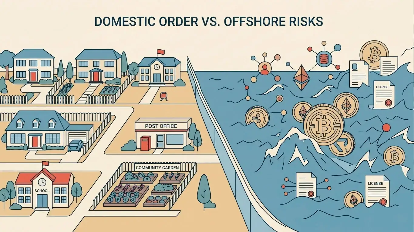 Conceptual illustration of the limit between UKGC-licensed sites covered by GamStop and offshore operators outside the scheme