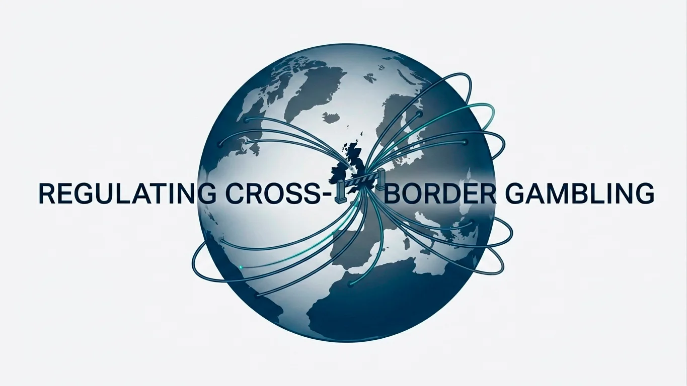 Globe-and-cable conceptual illustration of cross-border online gambling regulation