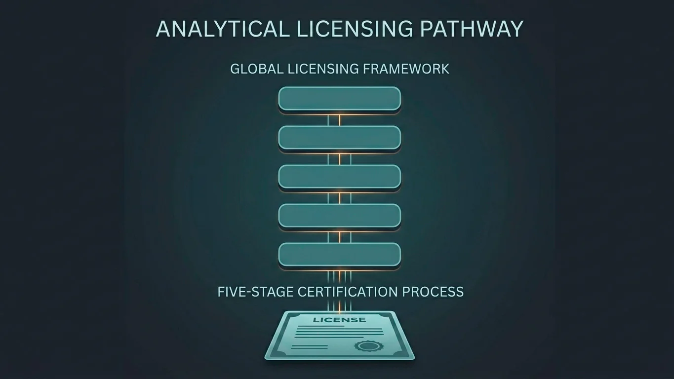 Conceptual illustration of multiple brand tiles emerging from a single licence document